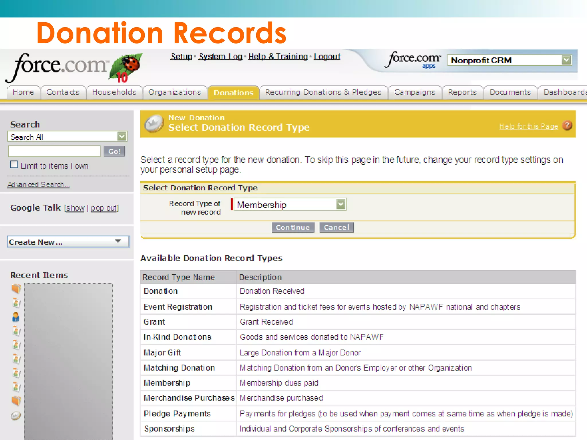 Donation Records 