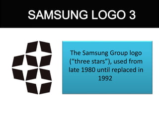 The Samsung Group logo
(“three stars”), used from
late 1980 until replaced in
1992
 