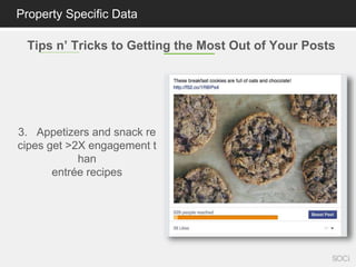 Tips n’ Tricks to Getting the Most Out of Your Posts
Property Specific Data
3. Appetizers and snack re
cipes get >2X engag...