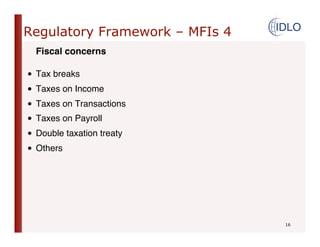 The regulation of microfinance