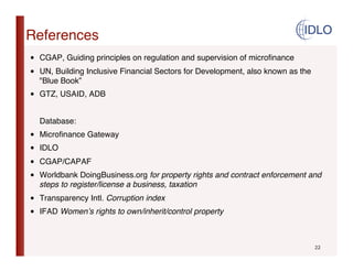 The regulation of microfinance