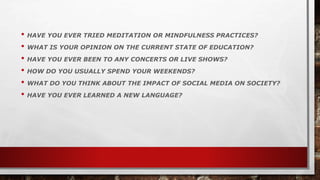 Advanced conversation Topics | PPT