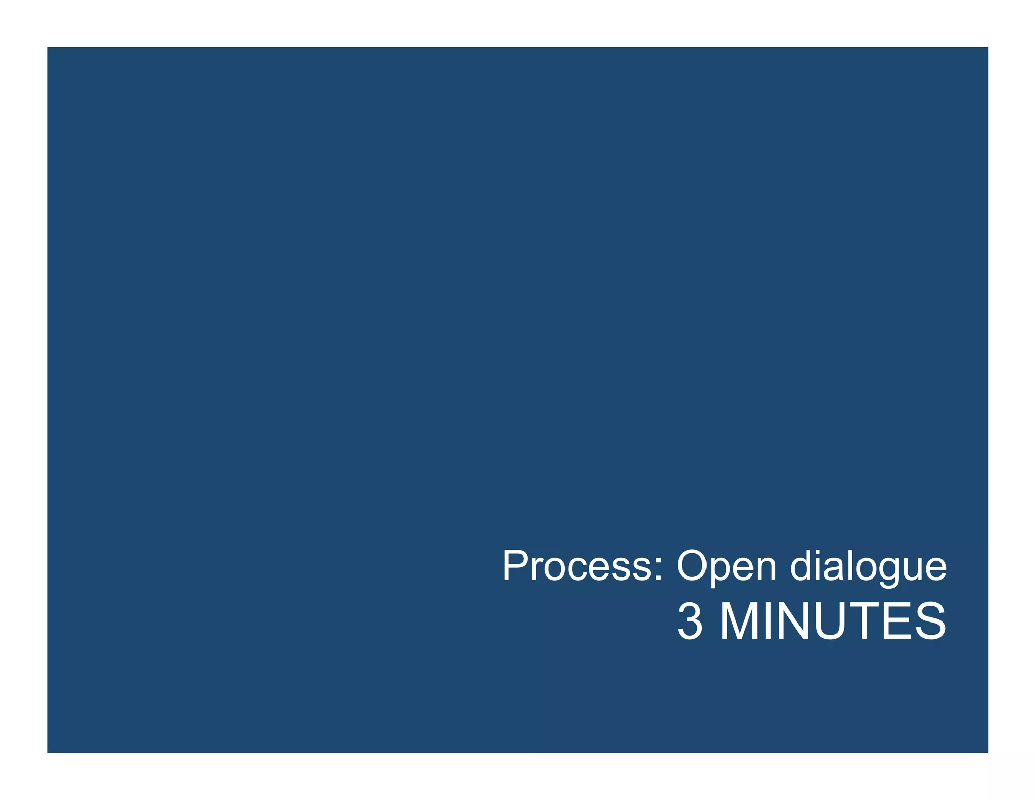 Process: Open dialogue
3 MINUTES
 