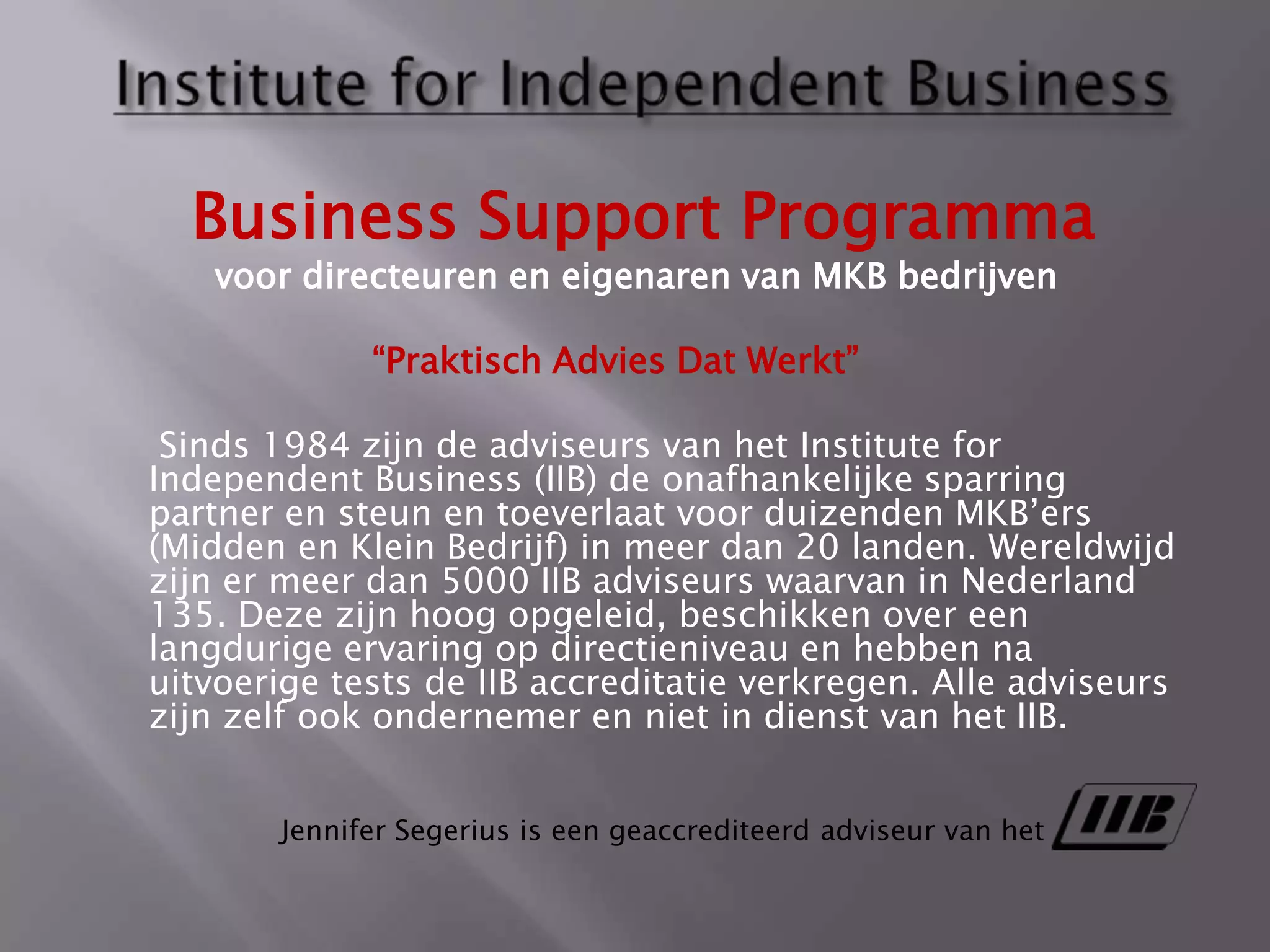 Presentation Segerius Consultancy