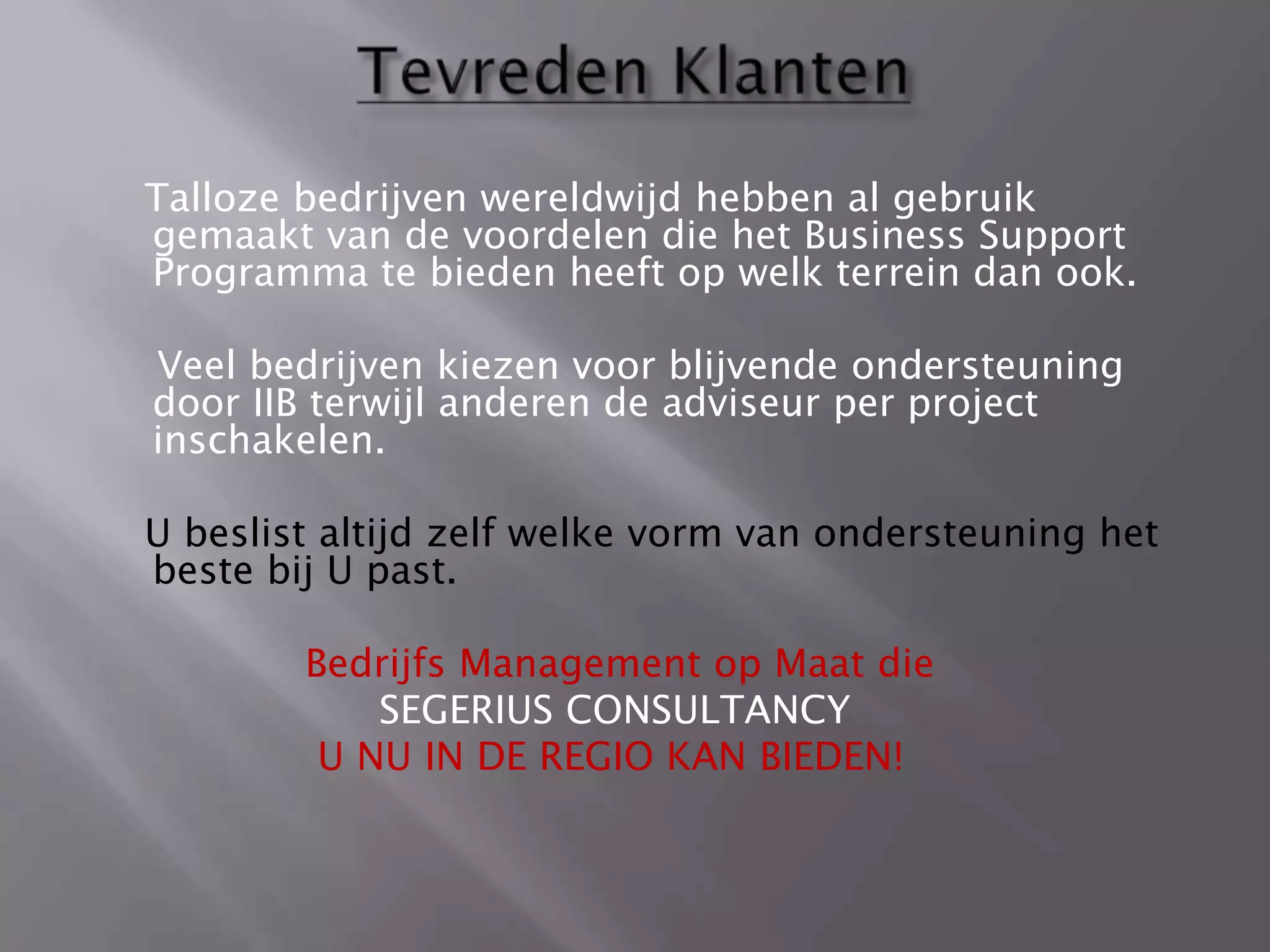 Presentation Segerius Consultancy