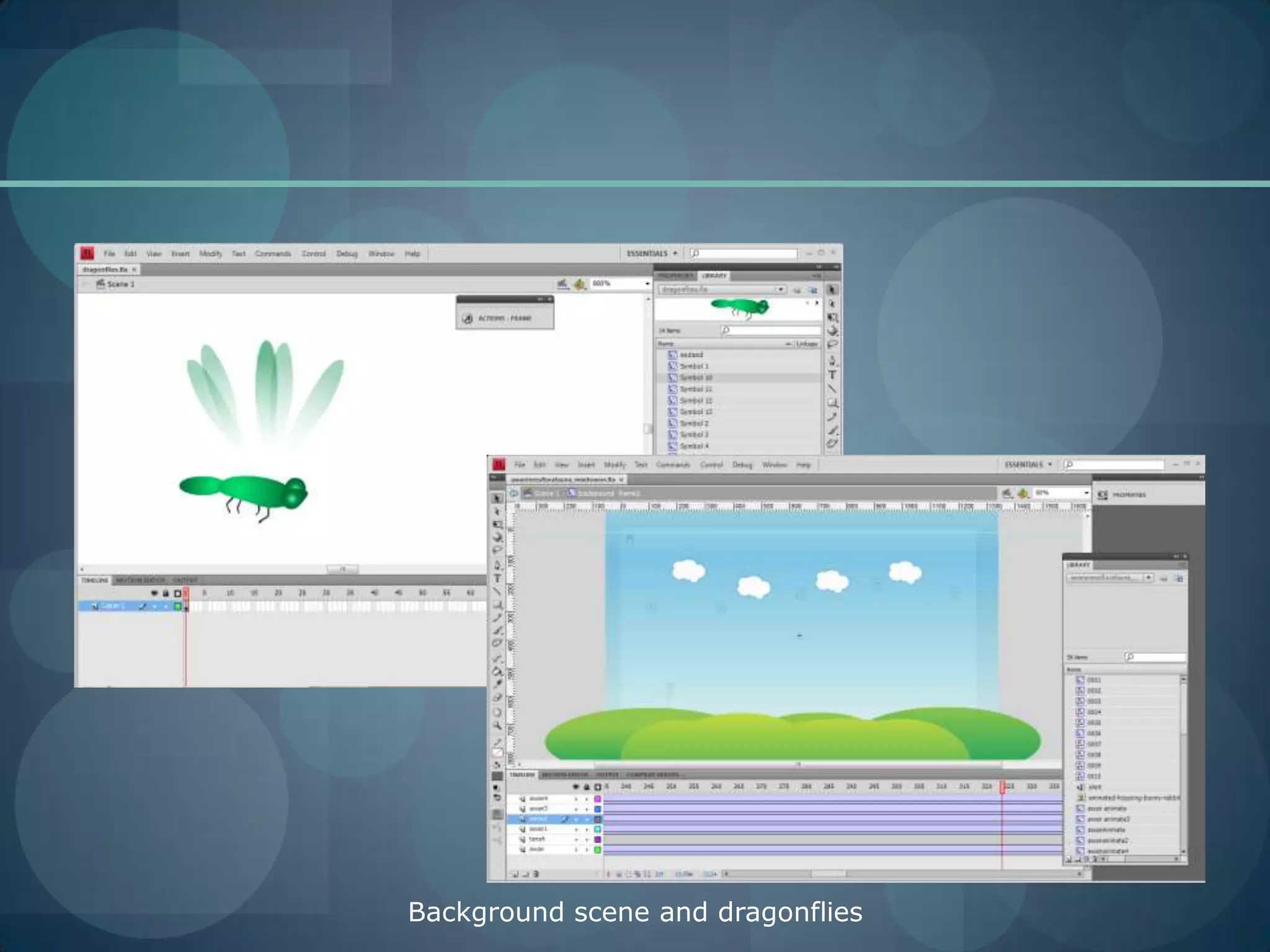 Background scene and dragonflies