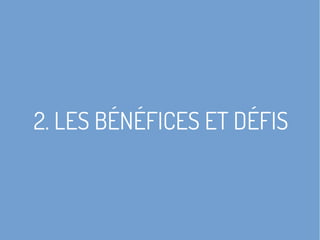 2. LES BÉNÉFICES ET DÉFIS
 