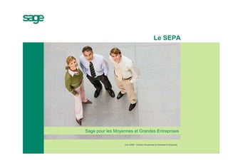 Le SEPA




Sage pour les Moyennes et Grandes Entreprises


                  Juin 2008 • Division Moyennes et Grandes Entreprises
 