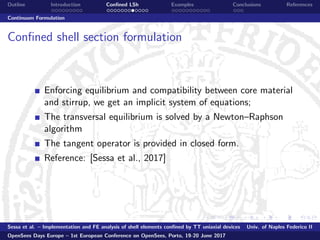 Continuum Shell Implementation and finite-element analysis of shell elements confined ...