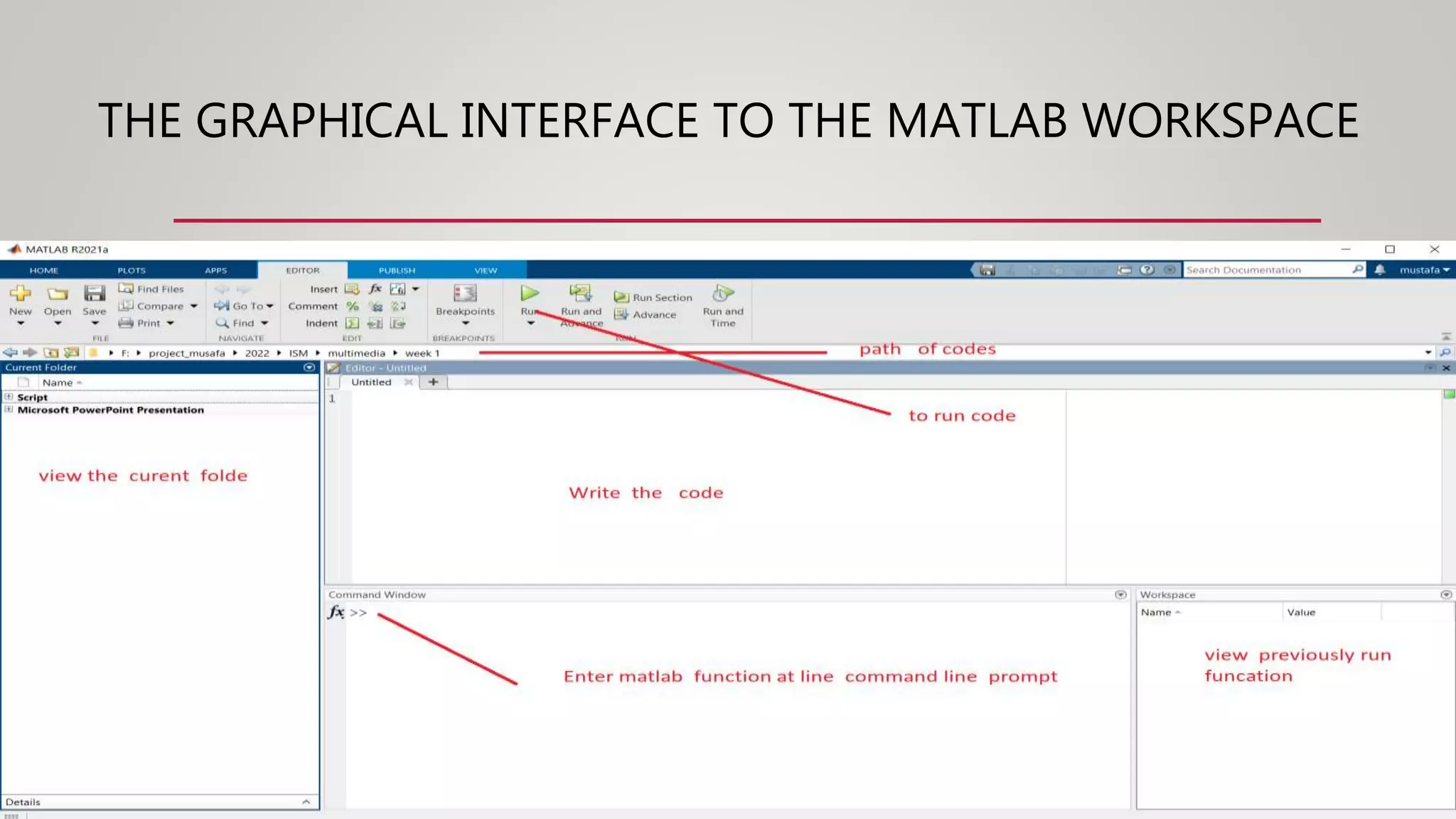 THE GRAPHICAL INTERFACE TO THE MATLAB WORKSPACE 