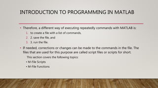 Introduction to programming in MATLAB | PPT