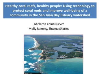 Healthy coral reefs, healthy people: Using technology to
protect coral reefs and improve well-being of a
community in the San Juan Bay Estuary watershed
Abelardo Colon Nieves
Molly Ramsey, Shweta Sharma

 