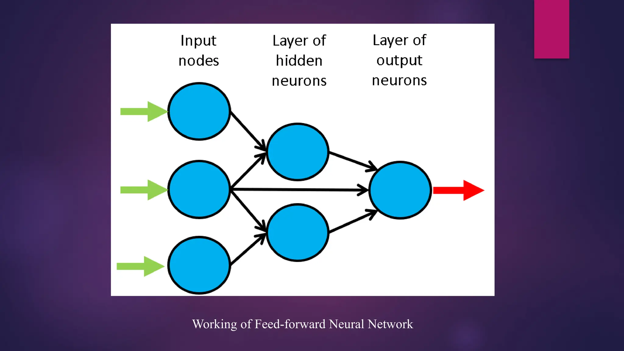 Working of Feed-forward Neural Network
 