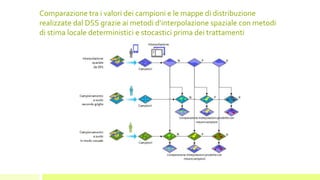 Comparazione tra i valori dei campioni e le mappe di distribuzione
realizzate dal DSS grazie ai metodi d’interpolazione spaziale con metodi
di stima locale deterministici e stocastici prima dei trattamenti
 