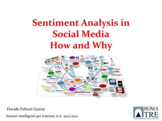 Sentiment Analysis in
                     Social Media
                    How and Why




Davide Feltoni Gurini
                                                   1
Sistemi Intelligenti per Internet A.A. 2012/2013
 