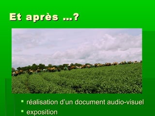 Et apr è s …?

 réalisation d’un document audio-visuel
 exposition

 