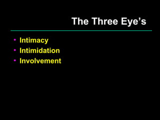 The Three Eye’s Intimacy Intimidation Involvement 