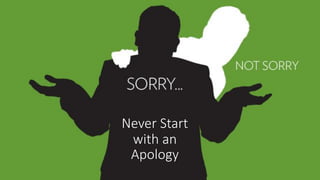 Never Start
with an
Apology
 
