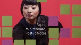 Paper,
Whiteboard,
Post-it Notes
 