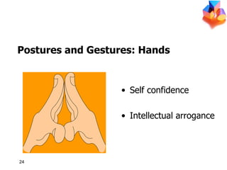 Self confidence Intellectual arrogance Postures and Gestures: Hands 