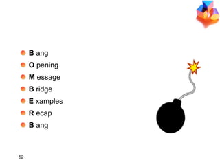 STRUCTURE OF YOUR PRESENTATION B  ang O  pening M  essage B  ridge E  xamples R  ecap B  ang 