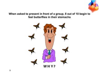 When asked to present in front of a group, 8 out of 10 begin to feel butterflies in their stomachs WHY? 