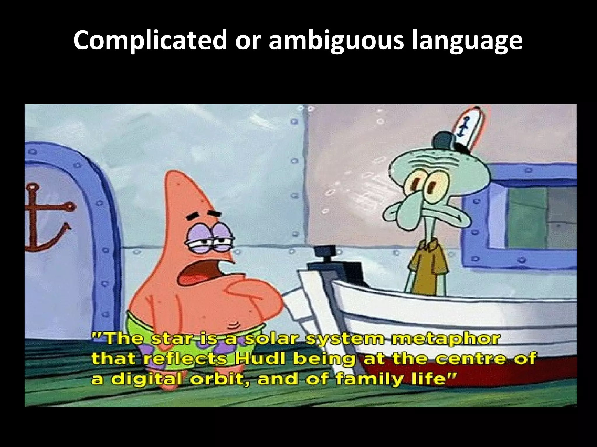 Complicated or ambiguous language
 