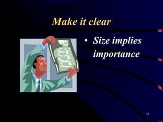Make it clear
• Size implies
importance
36
 
