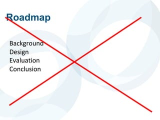 Roadmap
Background
Design
Evaluation
Conclusion
 