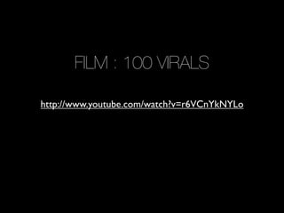 FILM : 100 VIRALS

http://www.youtube.com/watch?v=r6VCnYkNYLo
 