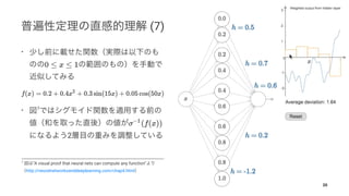 (7)
•
• 7
2
7
“A visual proof that neural nets can compute any function”
http://neuralnetworksanddeeplearning.com/chap4.html
20
 
