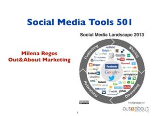 Social Media Tools 501
Milena Regos
Out&About Marketing
1
 