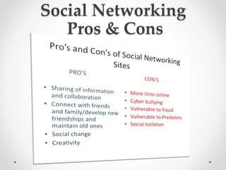 Social Networking
Pros & Cons
 
