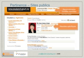 Pertinence – Sites publics Résultats spécifiques Reconnaissance d’entités nommées 
