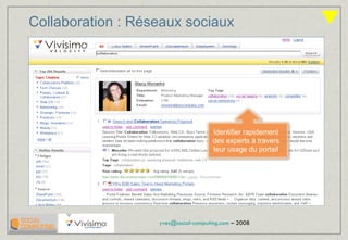 Collaboration : Réseaux sociaux Identifier rapidement des experts à travers leur usage du portail 