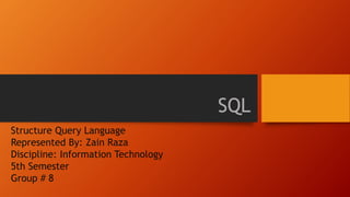 Presentation slides of Sequence Query Language (SQL) | PPT