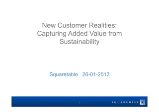 New Customer Realities:
Capturing Added Value from
Sustainability
Squaretable 26-01-2012
1
 