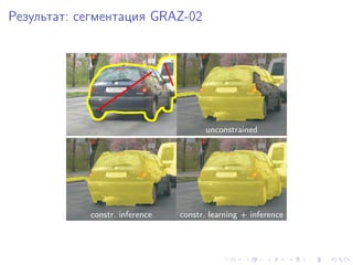 Результат: сегментация GRAZ-02




                                      unconstrained




            constr. inference   constr. learning + inference
 