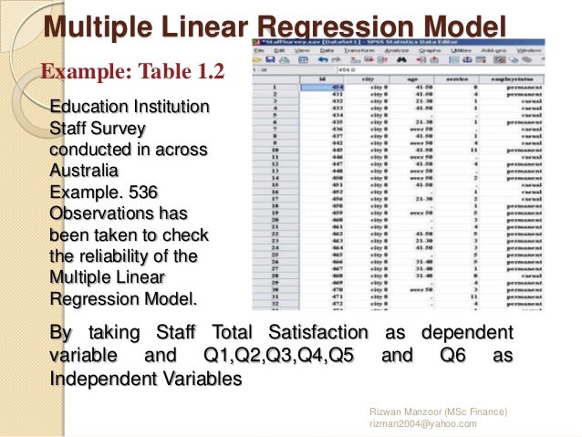 multiple linear regression example problems with solutions