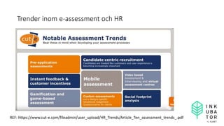 Trender inom e-assessment och HR
REF: https://www.cut-e.com/fileadmin/user_upload/HR_Trends/Article_Ten_assessment_trends_.pdf
 