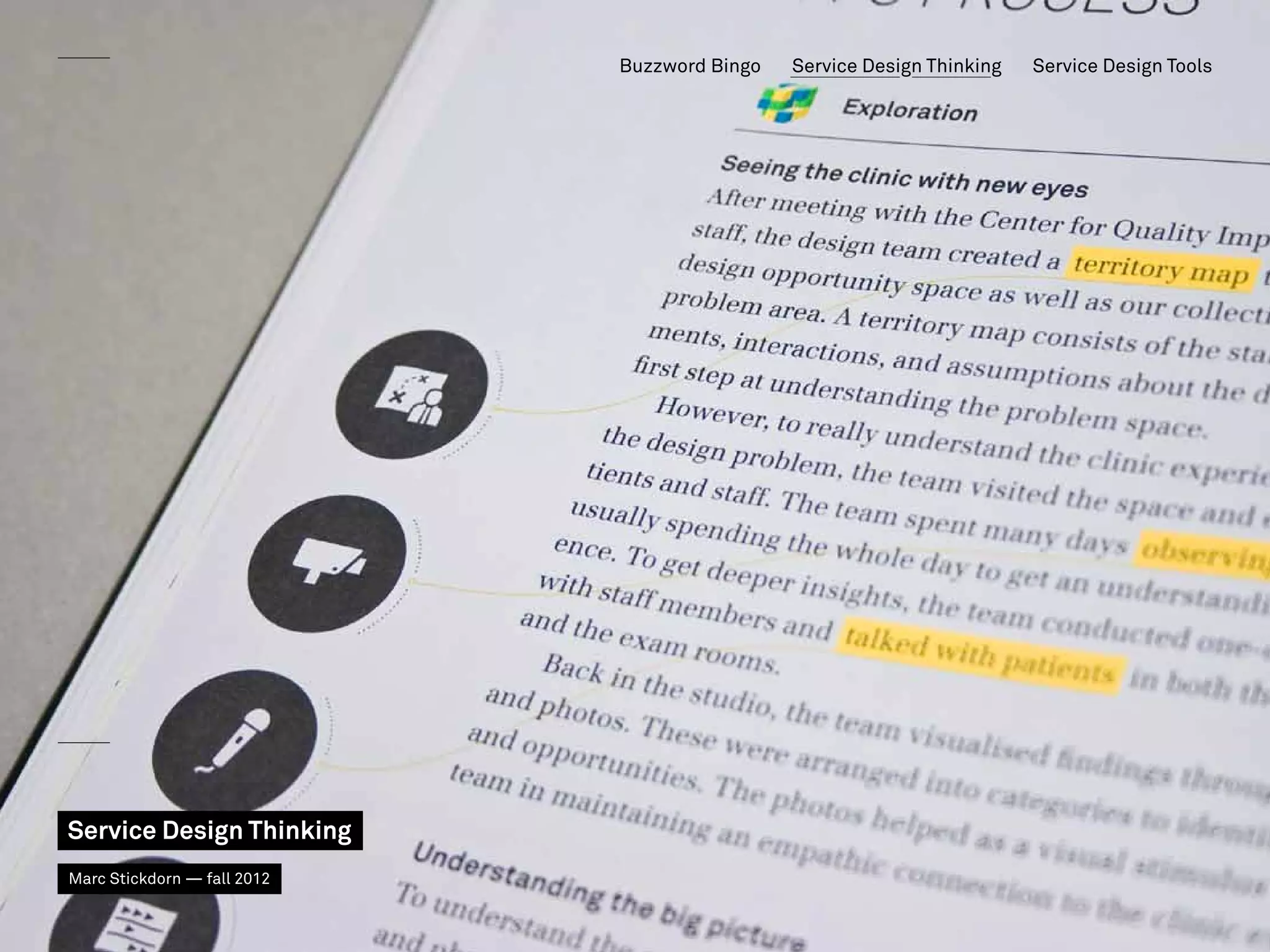 Buzzword Bingo   Service Design Thinking   Service Design Tools




Service Design Thinking
Marc Stickdorn — fall 2012
 