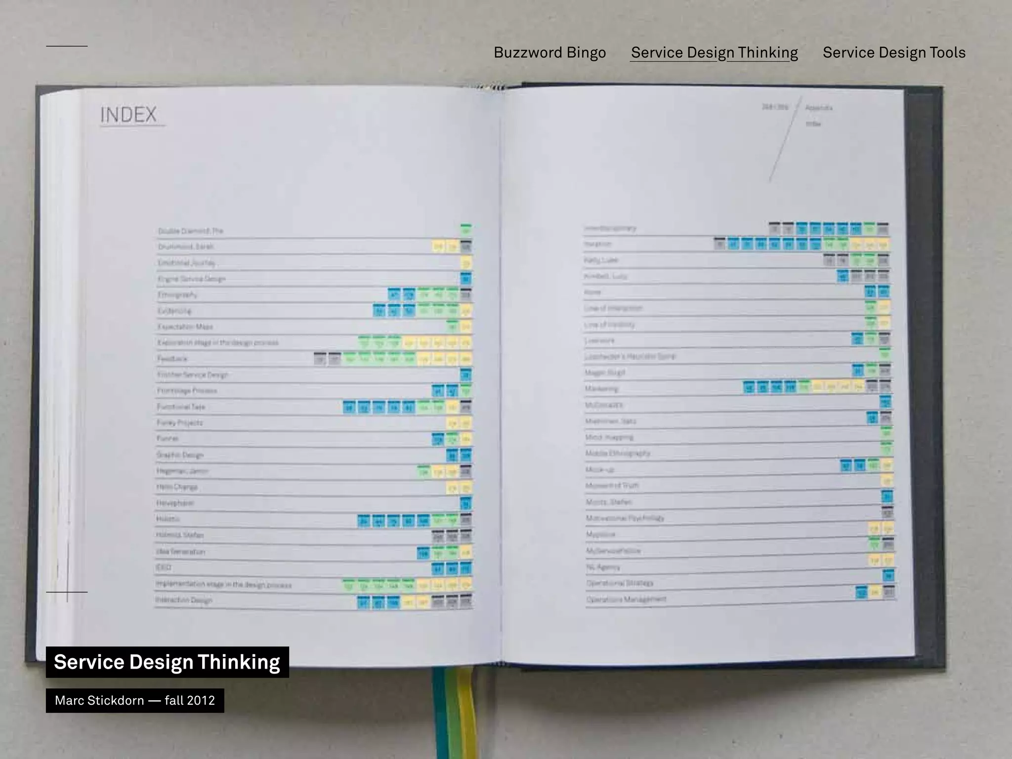 Buzzword Bingo   Service Design Thinking   Service Design Tools




Service Design Thinking
Marc Stickdorn — fall 2012
 