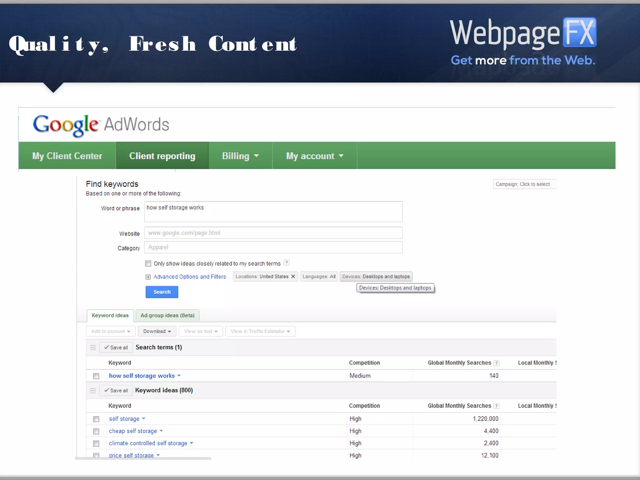 Quality, Fresh Content
 