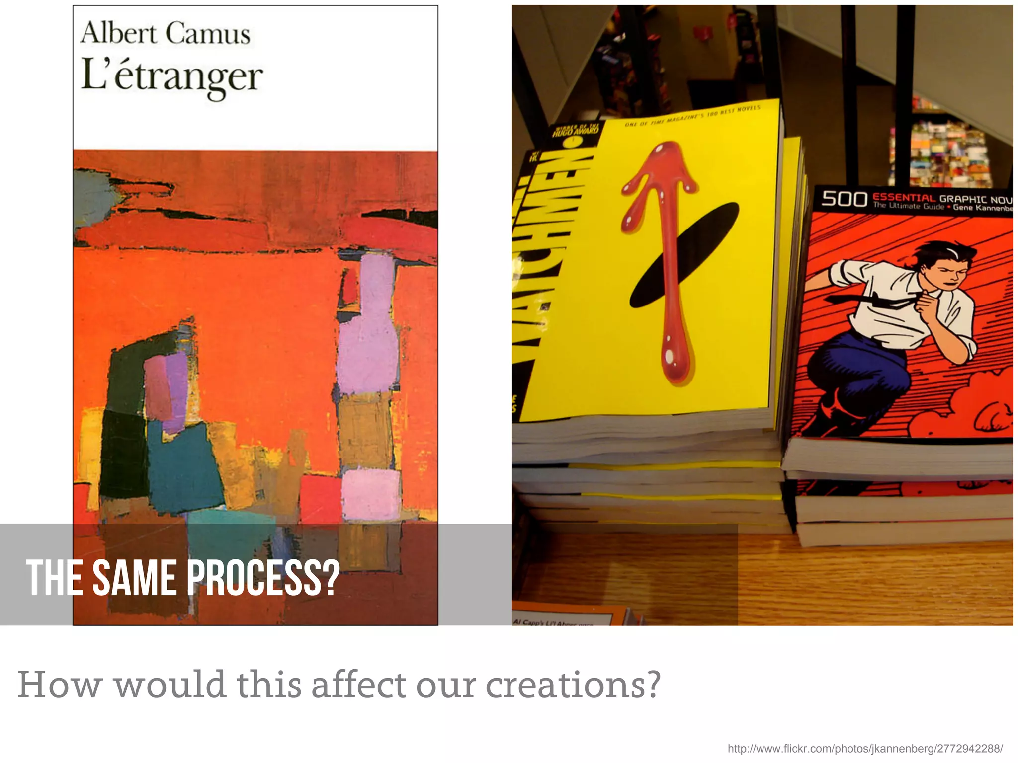 The same process?

How would this affect our creations?
                                       http://www.flickr.com/photos/jkannenberg/2772942288/
 
