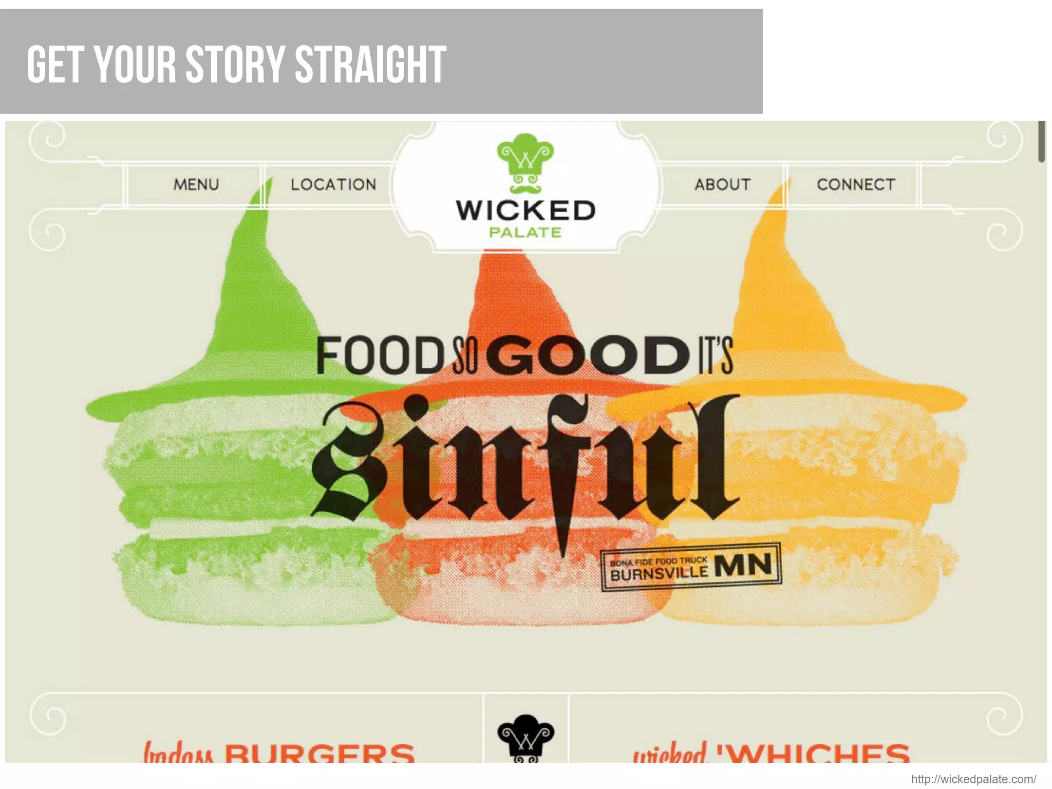 Get your story straight




                          http://wickedpalate.com/
 