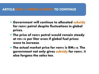 Subsidy Rmb Subsidy in Malaysia | PPT