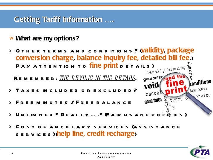 Presentation Tariff Guide for Consumers