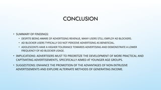 Survey on the Perception of Ad and AD Blockers | PPTX