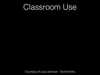 Classroom Use


          QuickTime™ and a
        'avc1' decompressor
  are needed to see this picture.




Courtesy of Lisa Johnson Techchef4u
 
