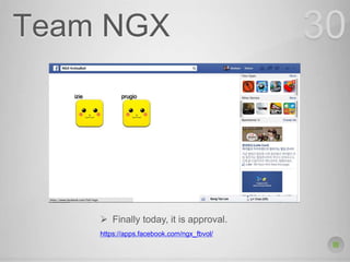Team NGX 30
 Finally today, it is approval.
https://apps.facebook.com/ngx_fbvol/
 